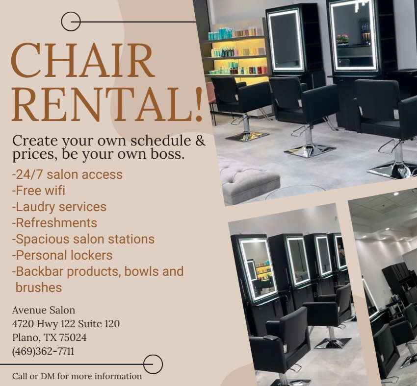 Chair rental at Avenue Salon — Plano TX